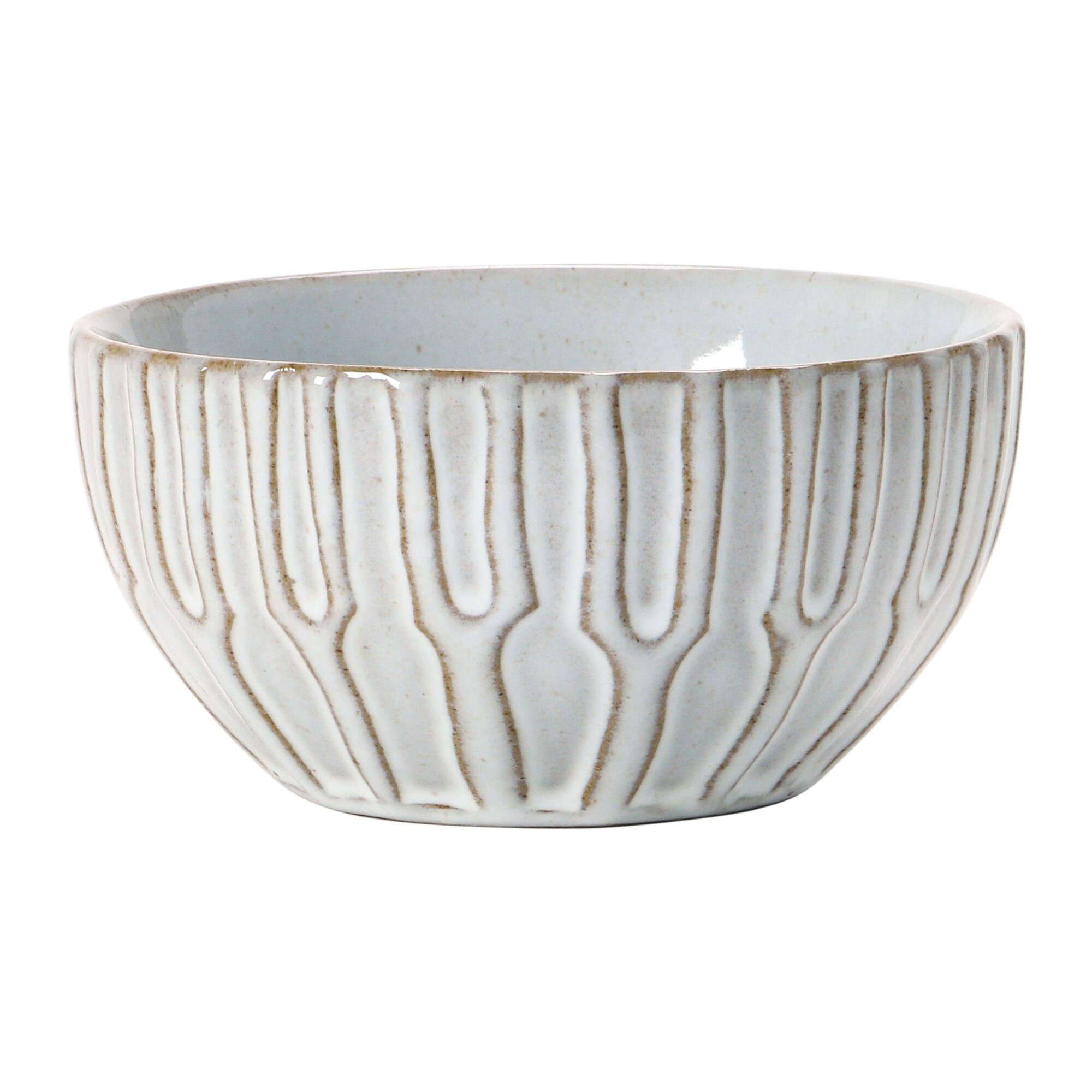 Hello Honey® 4" White Debossed Stoneware Bowl Set, 4ct.